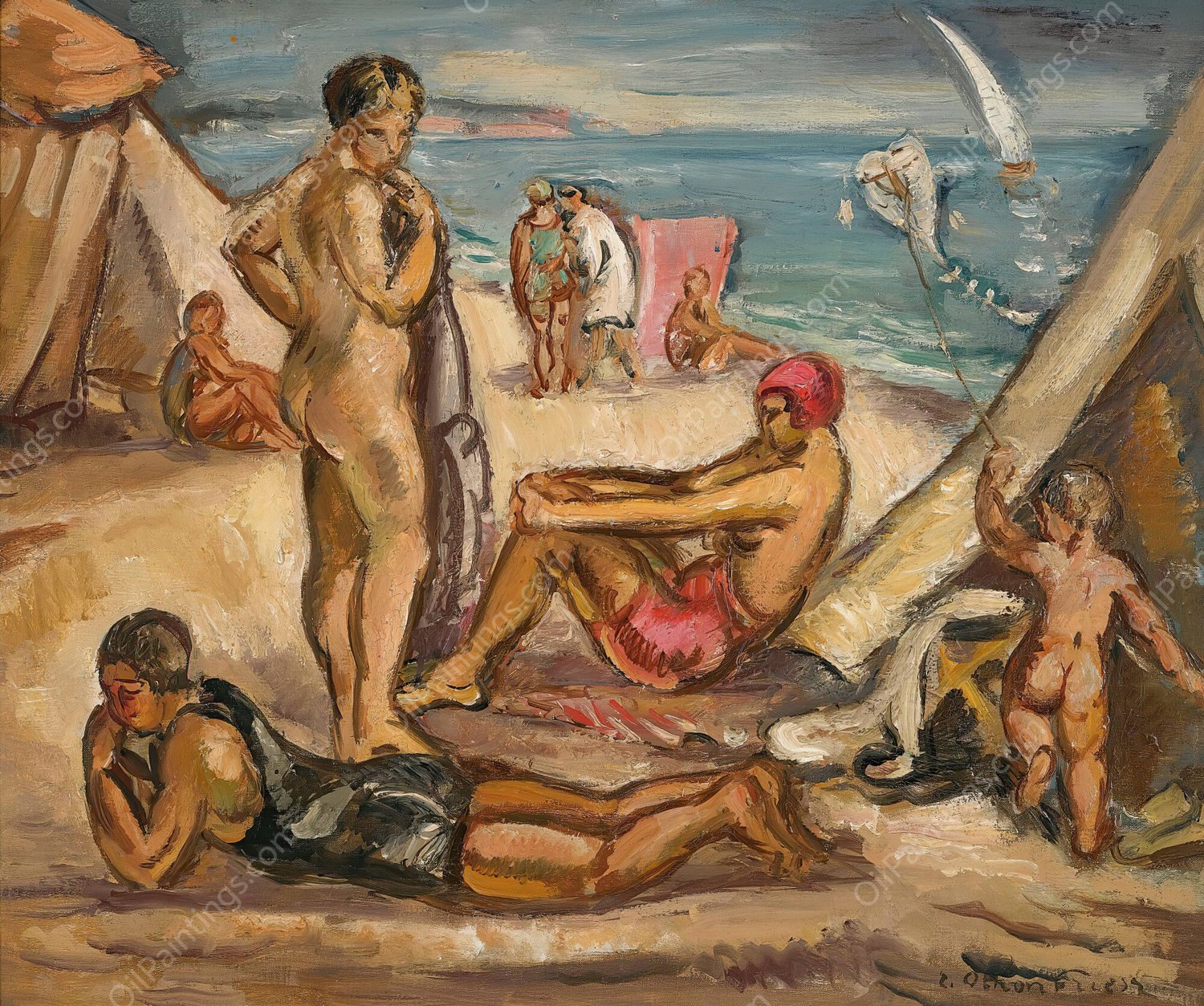 Scene Animee; Baigneuses, Le Cerf Volant by Emile Othon Friesz - Hand-Painted Oil Painting Reproduction