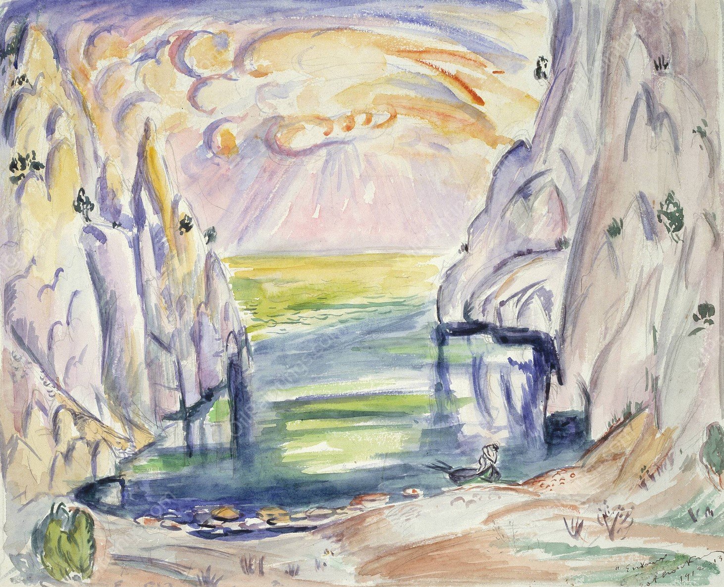 Vigen ved En Vaux, Cassis  by Emile Othon Friesz - Hand-Painted Oil Painting Reproduction