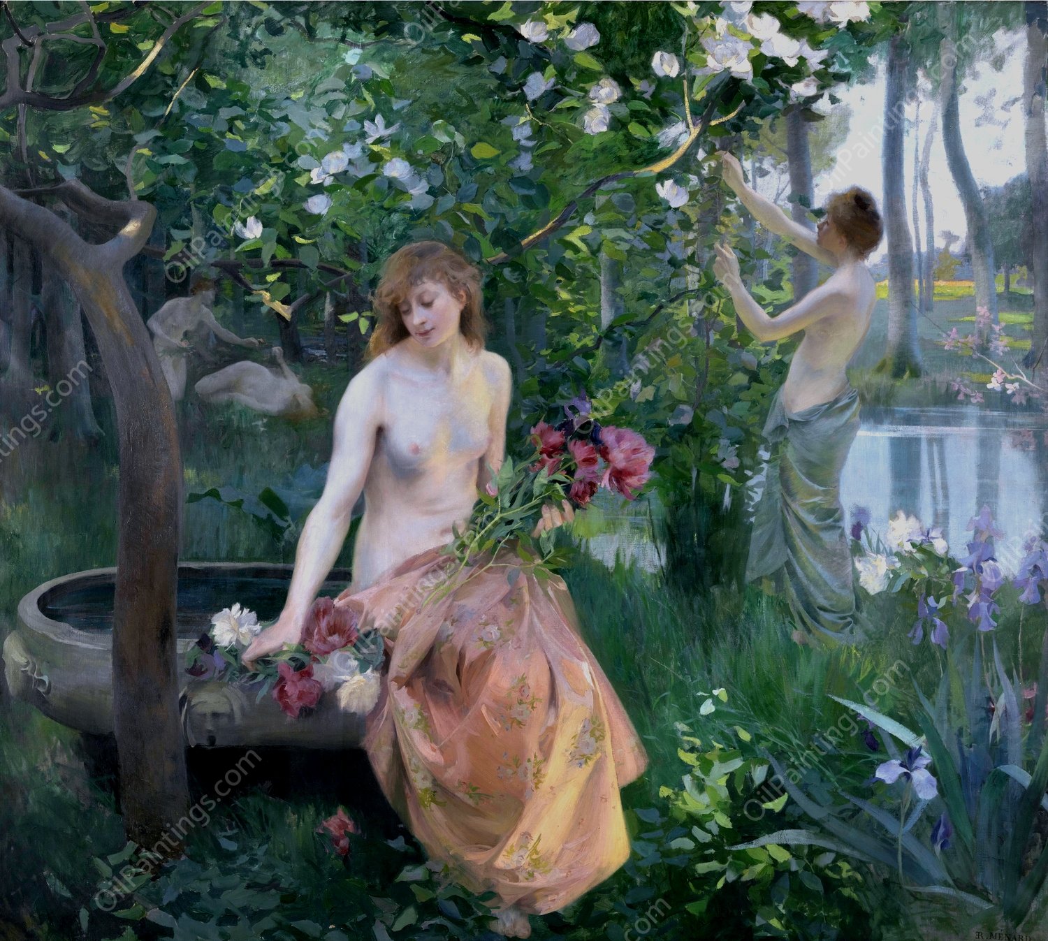 Spring  by Emile-Rene Menard - Hand-Painted Oil Painting Reproduction