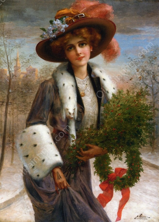Seasons Greetings by Emile Vernon - Hand-Painted Oil Painting Reproduction