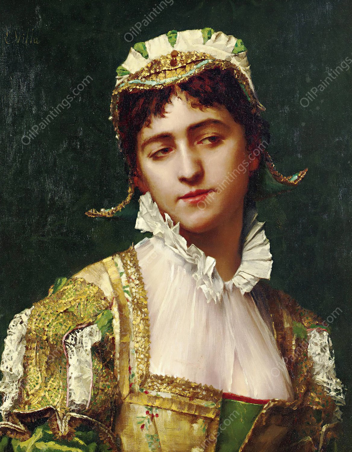 A Stolen Glance by Emile Villa - Hand-Painted Oil Painting Reproduction