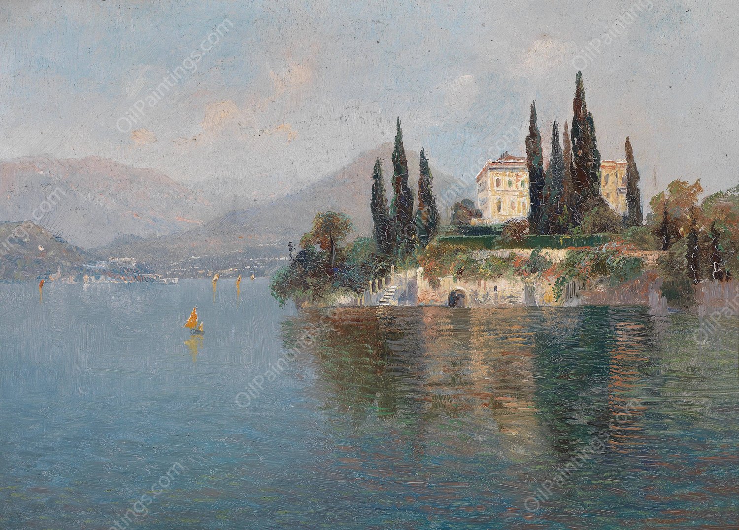 Villa Cipressi by Emilie Mediz-Pelikan - Hand-Painted Oil Painting Reproduction