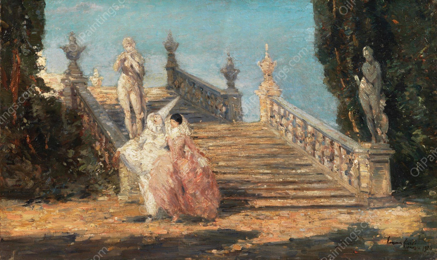 On the Way to the Masked Ball  by Emma Ciardi - Hand-Painted Oil Painting Reproduction