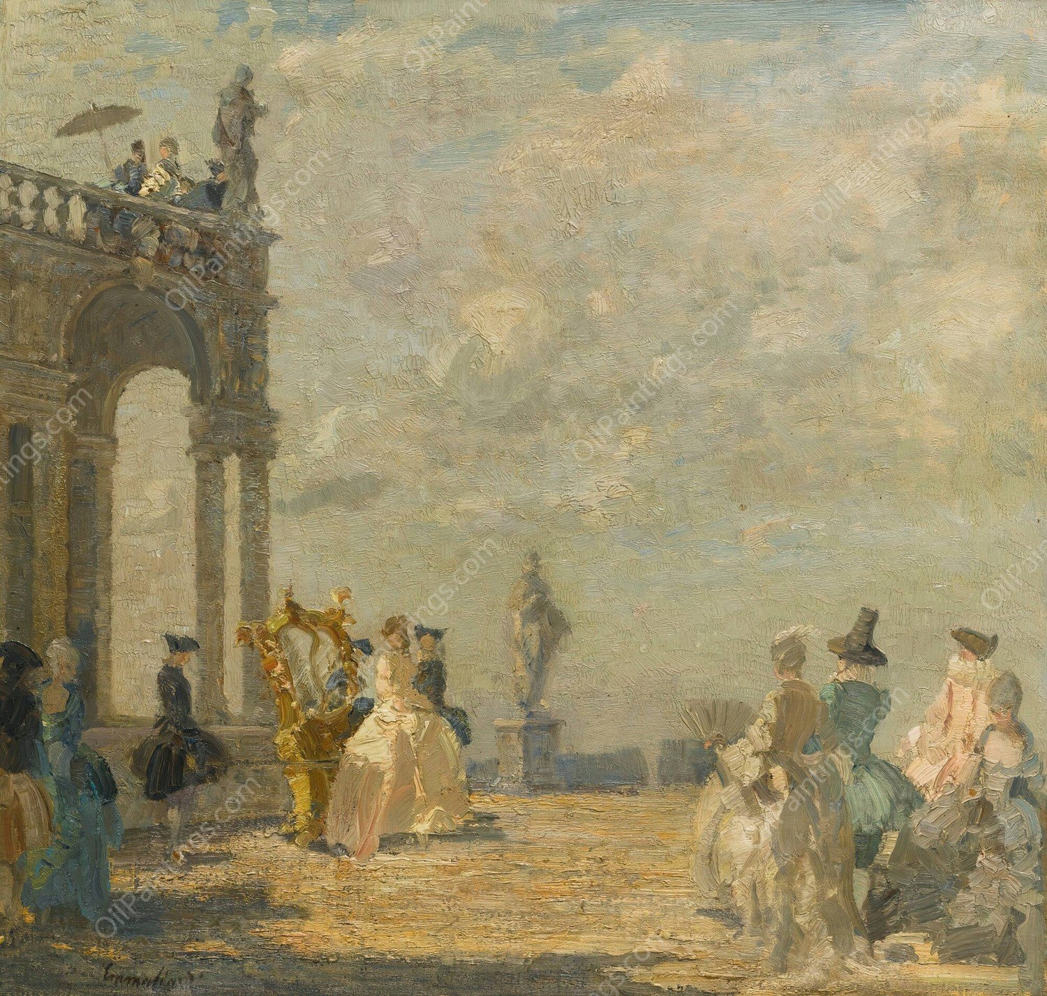 The Festival Arrival  by Emma Ciardi - Hand-Painted Oil Painting Reproduction