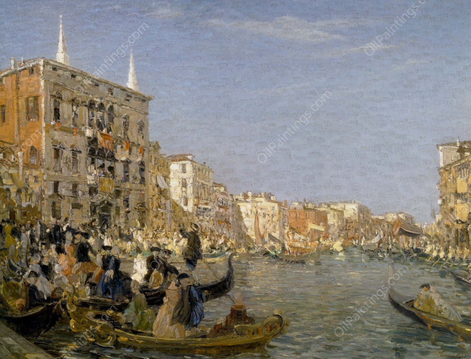 The Great Fete on the Grand Canal Venice by Emma Ciardi - Hand-Painted Oil Painting Reproduction