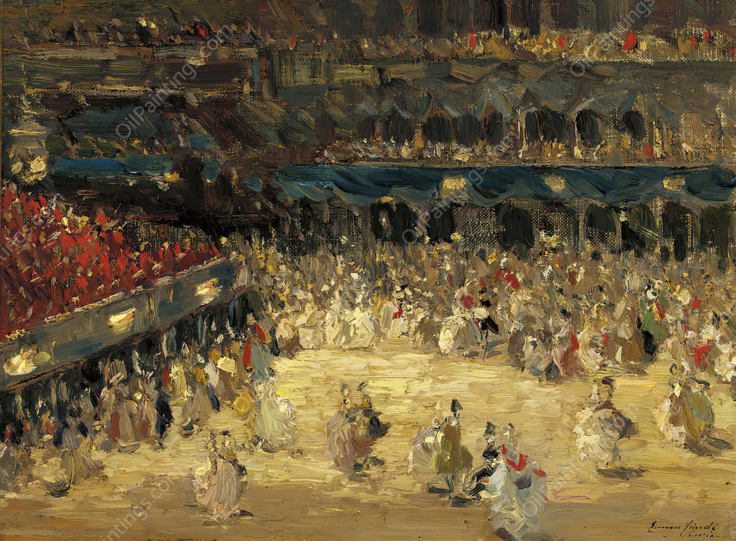The Masked Ball, St. Mark's Square, Venice by Emma Ciardi - Hand-Painted Oil Painting Reproduction