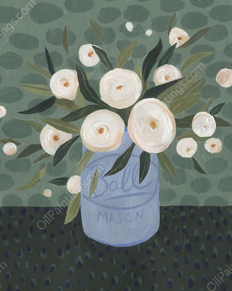 Mason Jar Bouquet III by Emma Scarvey - Hand-Painted Oil Painting Reproduction