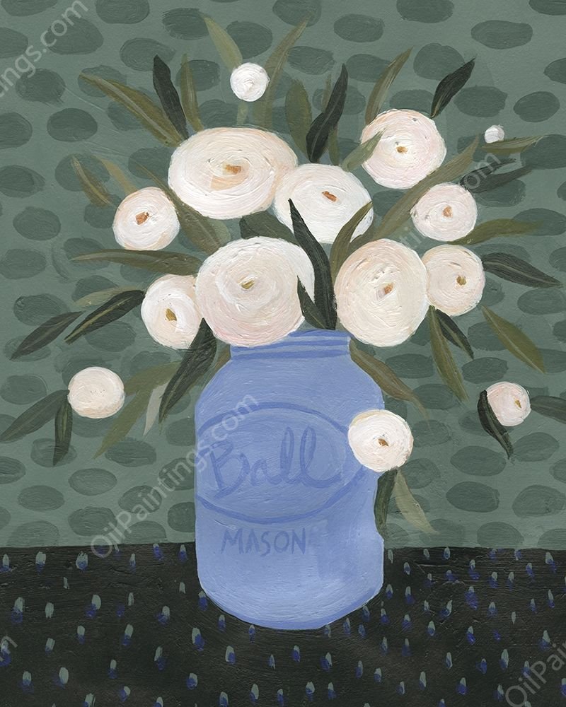 Mason Jar Bouquet IV by Emma Scarvey - Hand-Painted Oil Painting Reproduction