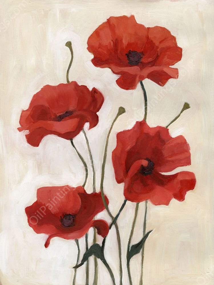 Poppy Bouquet III by Emma Scarvey - Hand-Painted Oil Painting Reproduction