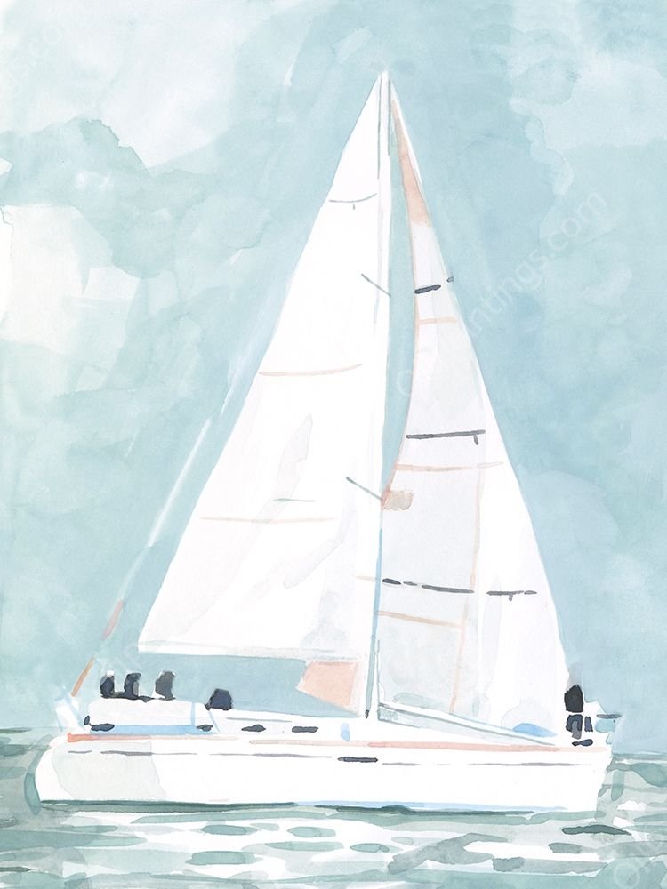 Soft Sailboat I by Emma Scarvey - Hand-Painted Oil Painting Reproduction