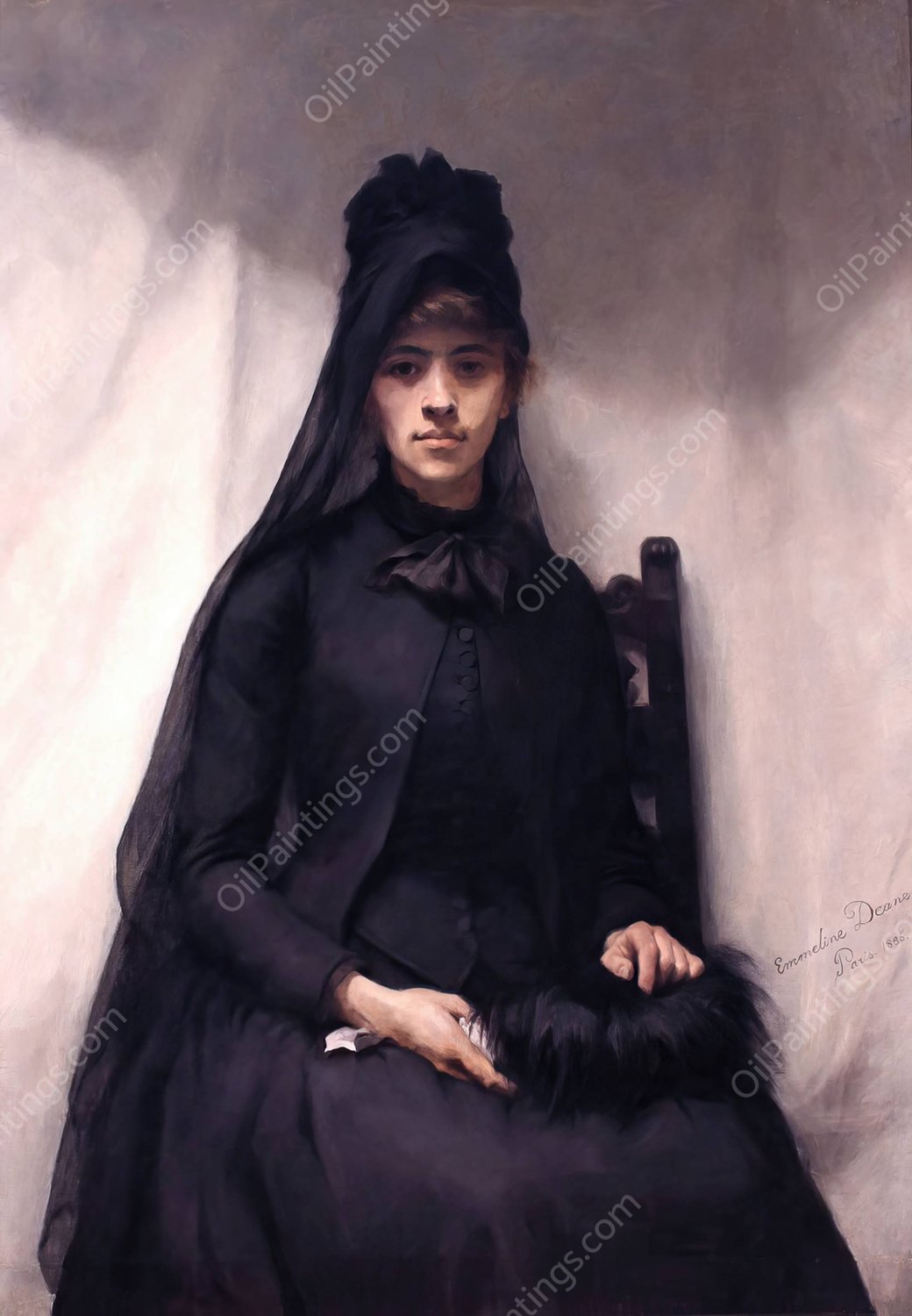 Portrait of the artist Anna Bilinska-Bohdanowicz  by Emmeline Deane - Hand-Painted Oil Painting Reproduction