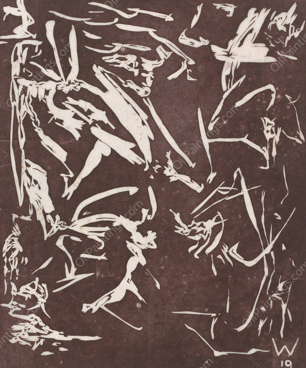 Abstracte compositie  by Erich Wichmann - Hand-Painted Oil Painting Reproduction