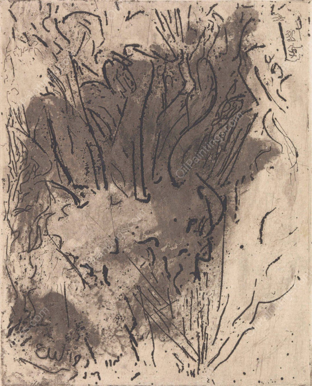 Abstracte compositie  by Erich Wichmann - Hand-Painted Oil Painting Reproduction