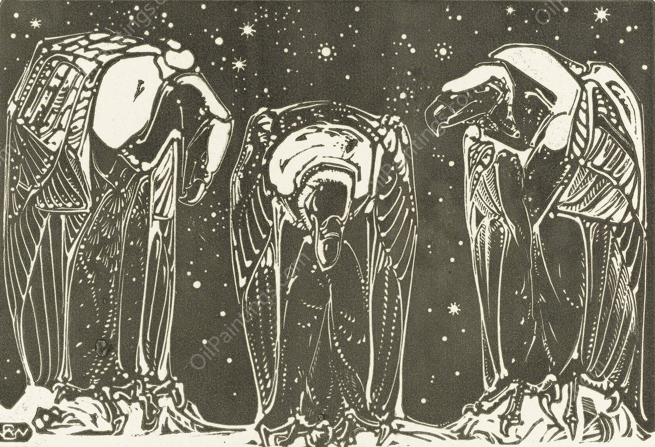 Eens zag ik twee gelukkige menschen  by Erich Wichmann - Hand-Painted Oil Painting Reproduction