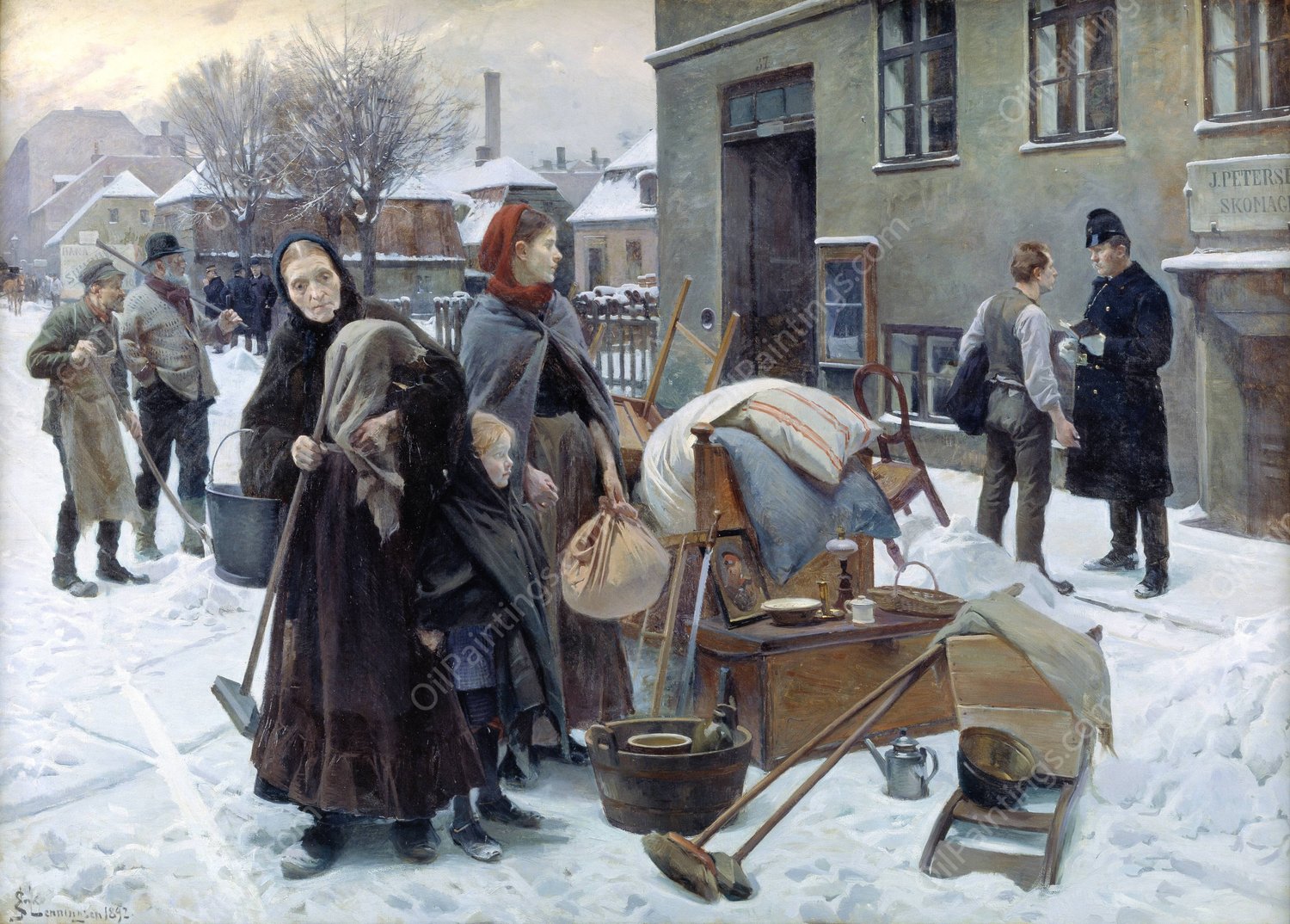 Evicted Tenants  by Erik Henningsen - Hand-Painted Oil Painting Reproduction