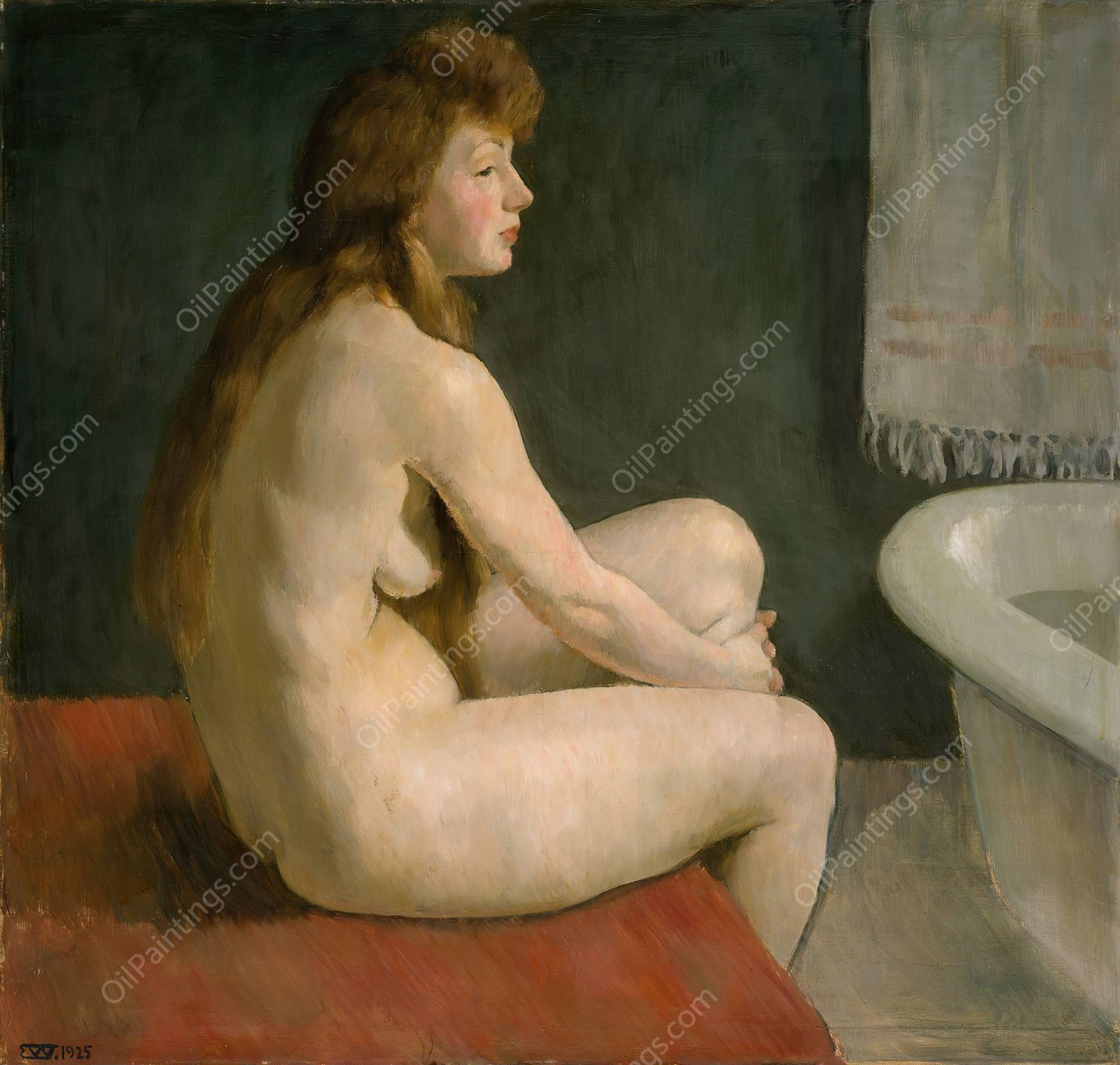 Female Nude  by Erik Werenskiold - Hand-Painted Oil Painting Reproduction