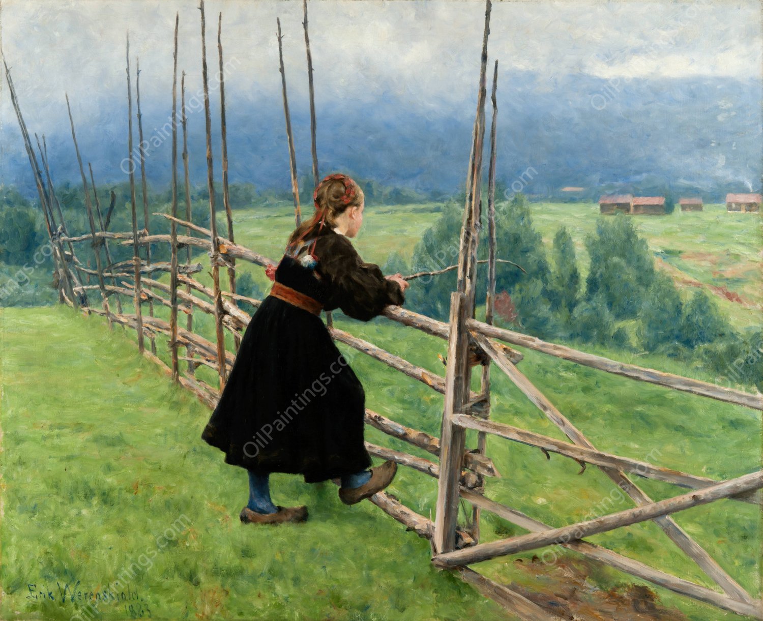 On the Plain  by Erik Werenskiold - Hand-Painted Oil Painting Reproduction