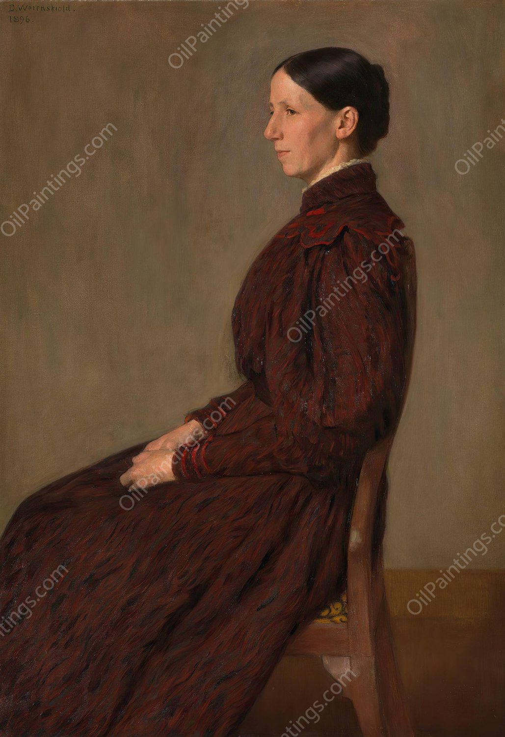 Portrait of Mrs. Anna Dick  by Erik Werenskiold - Hand-Painted Oil Painting Reproduction