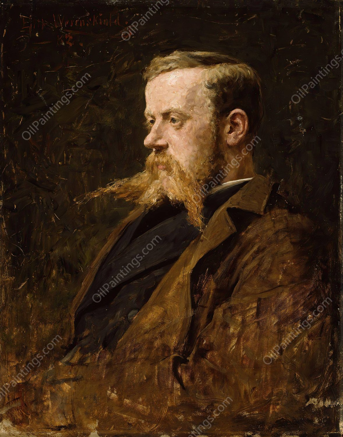 Portrait of the Painter Nikolai Ulfsten  by Erik Werenskiold - Hand-Painted Oil Painting Reproduction