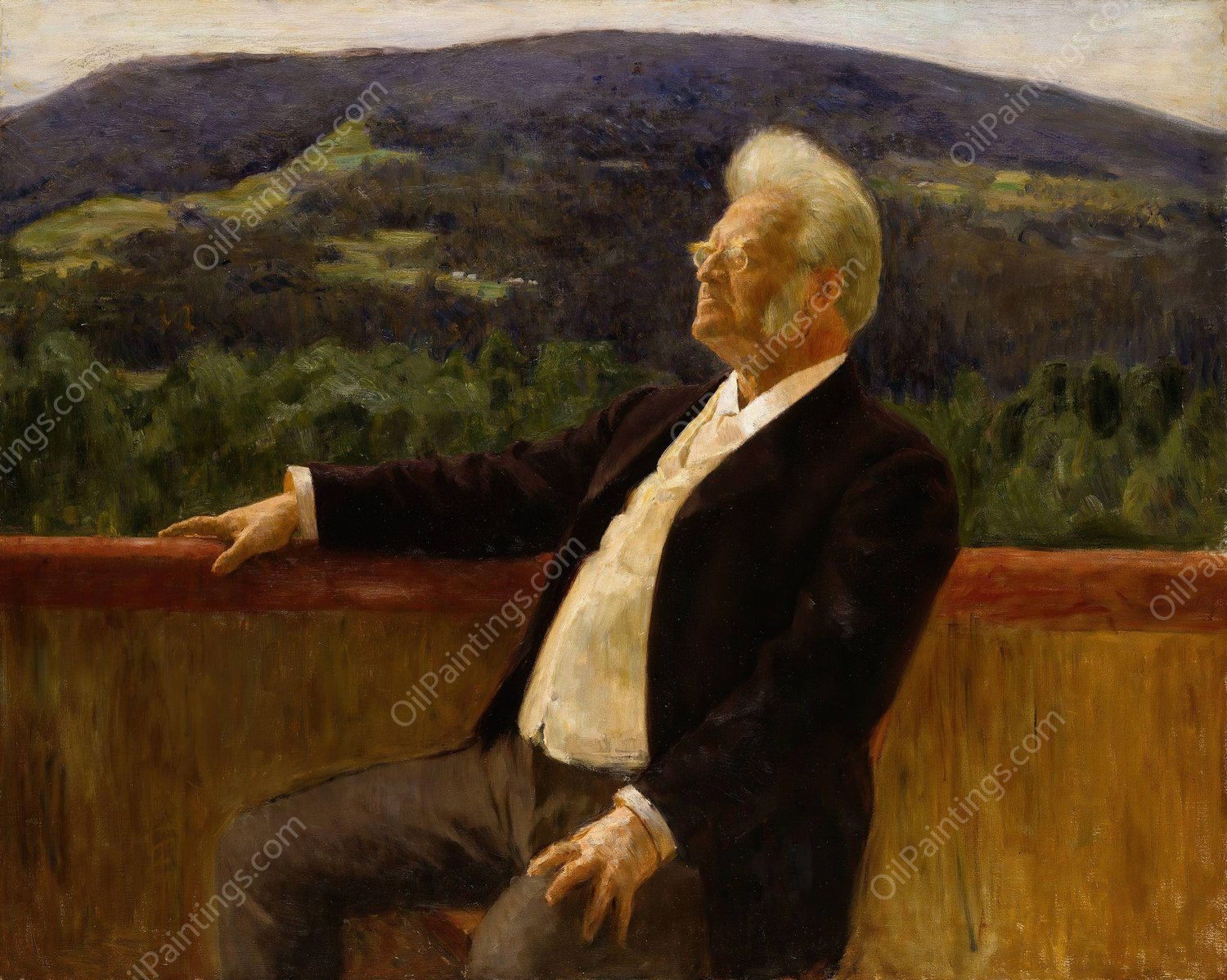 Portrait of the Poet Bjornstjerne Bjornson by Erik Werenskiold - Hand-Painted Oil Painting Reproduction