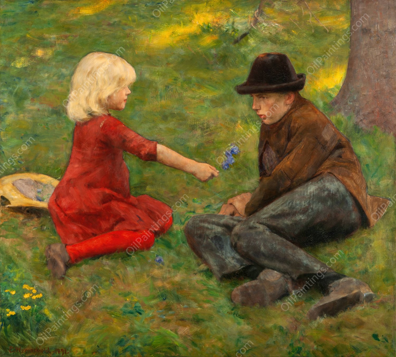 Ray of Sunlight  by Erik Werenskiold - Hand-Painted Oil Painting Reproduction