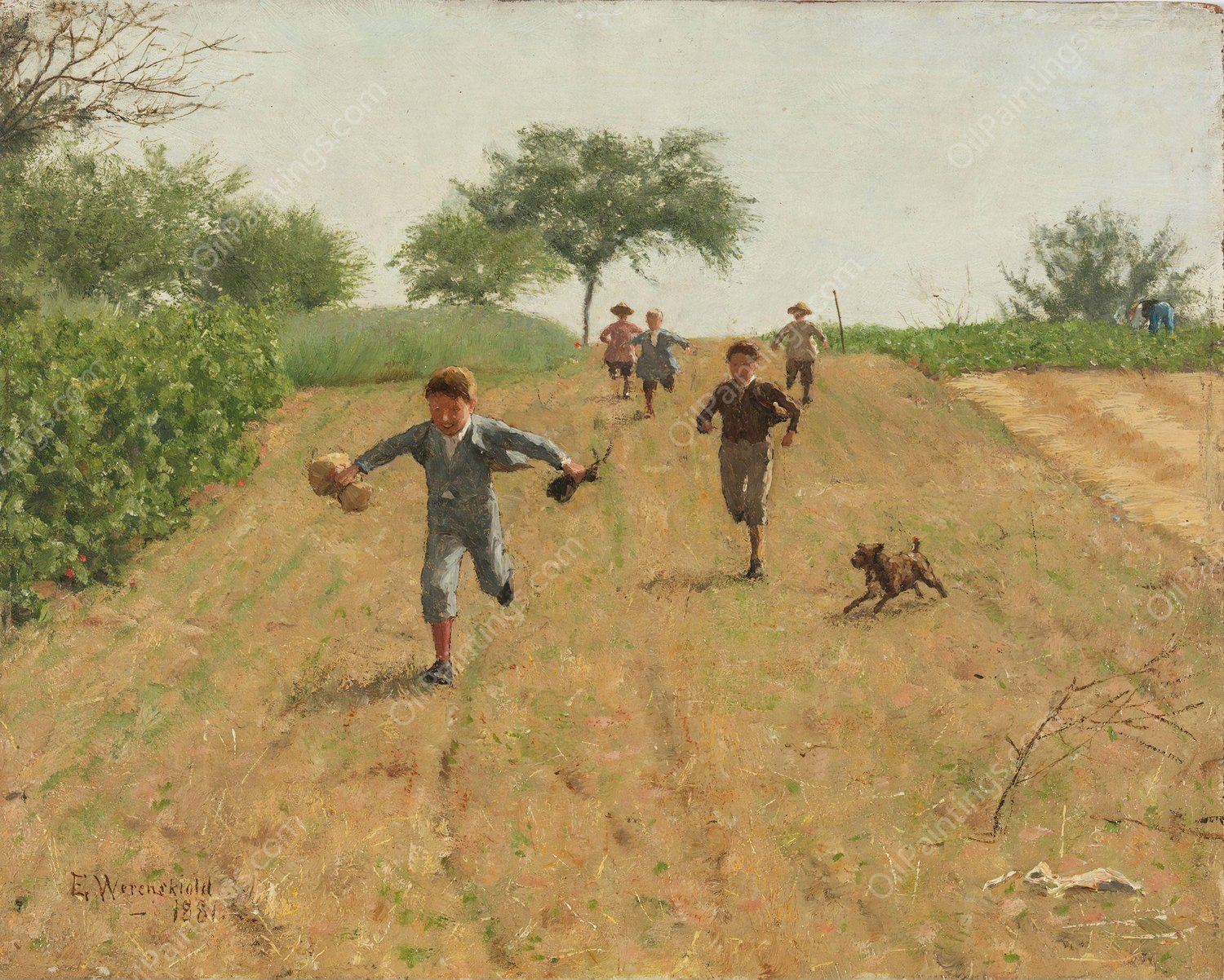 Skylarking  by Erik Werenskiold - Hand-Painted Oil Painting Reproduction