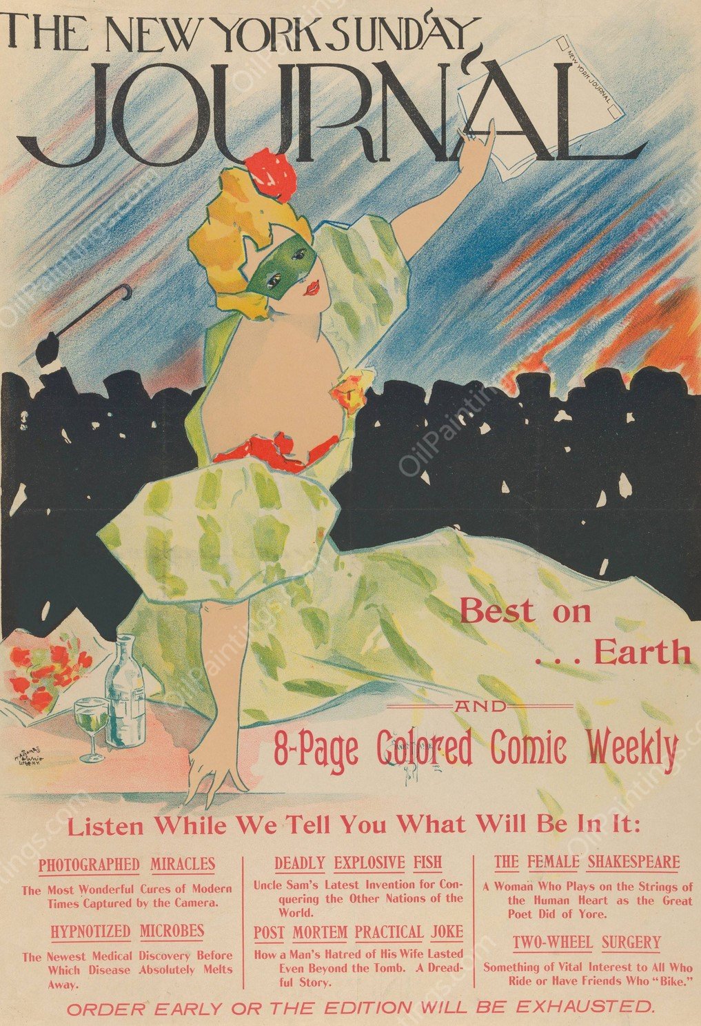 The New York Sunday Journal  by Ernest Haskell - Hand-Painted Oil Painting Reproduction