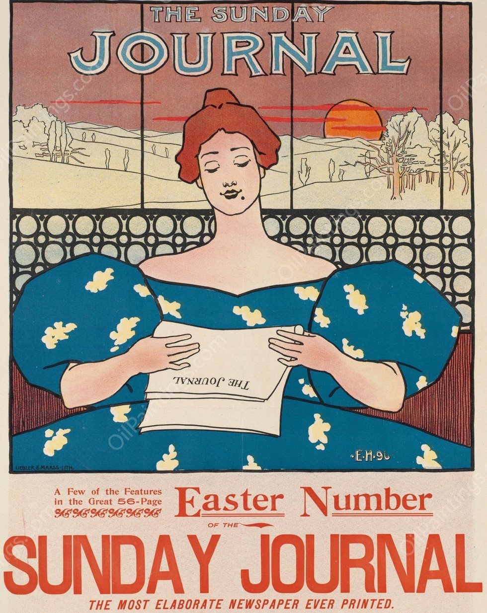 The Sunday Journal, Easter Number  by Ernest Haskell - Hand-Painted Oil Painting Reproduction
