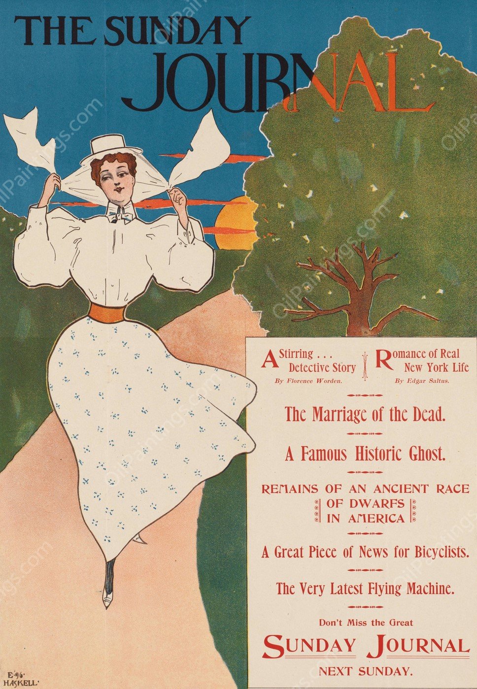 The Sunday Journal  by Ernest Haskell - Hand-Painted Oil Painting Reproduction