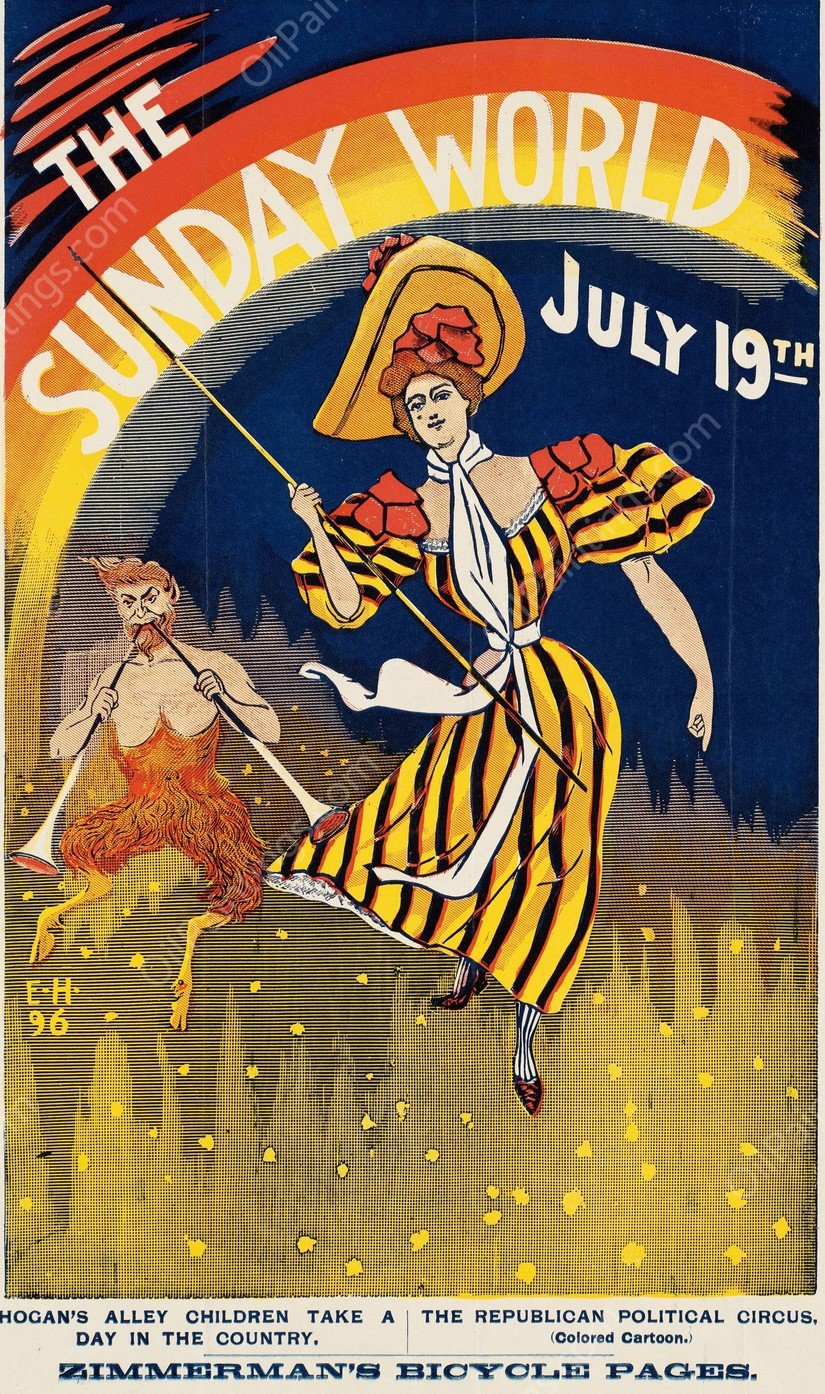 The Sunday World, July 19th  by Ernest Haskell - Hand-Painted Oil Painting Reproduction