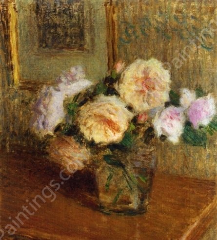 Vase of Roses by Ernest Joseph Laurent - Hand-Painted Oil Painting Reproduction
