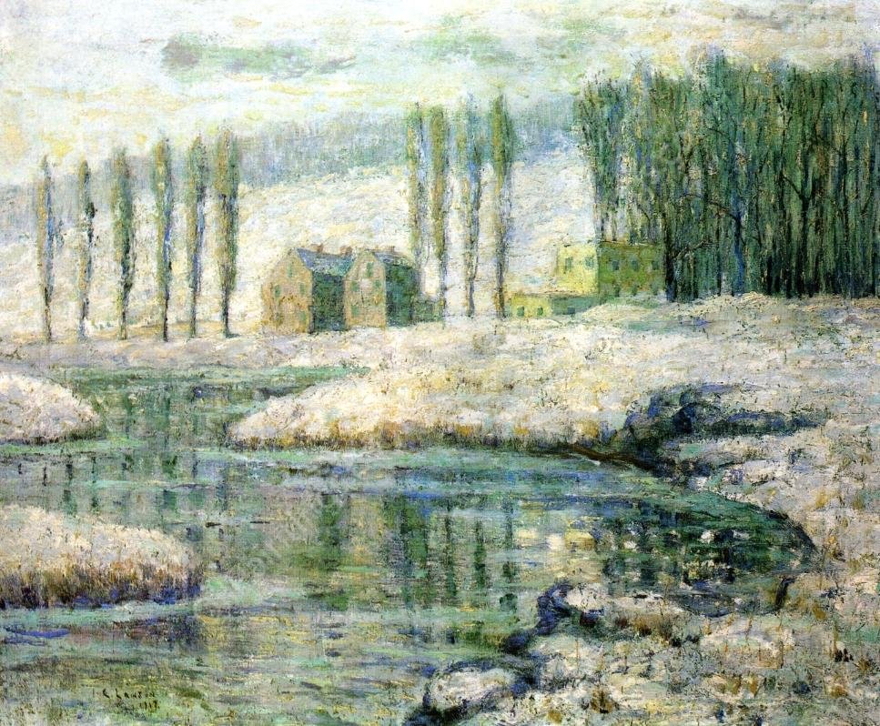 Creek in Winter by Ernest Lawson - Hand-Painted Oil Painting Reproduction