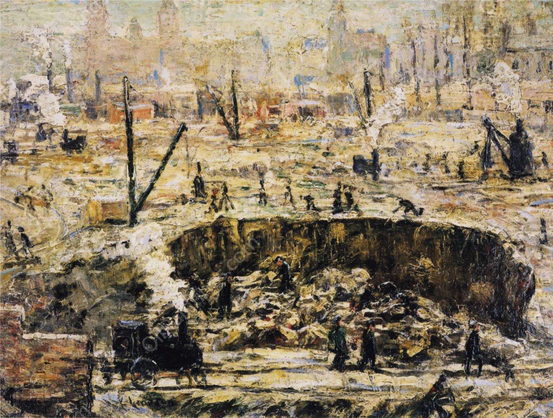Excavation - Penn Station by Ernest Lawson - Hand-Painted Oil Painting Reproduction