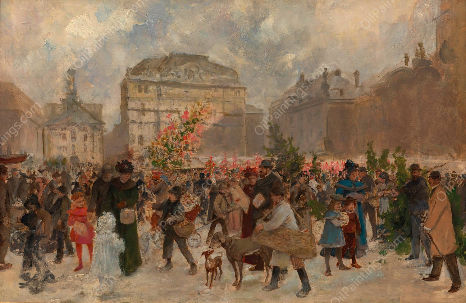 Christkindlmarkt am Hof  by Ernst Juch - Hand-Painted Oil Painting Reproduction