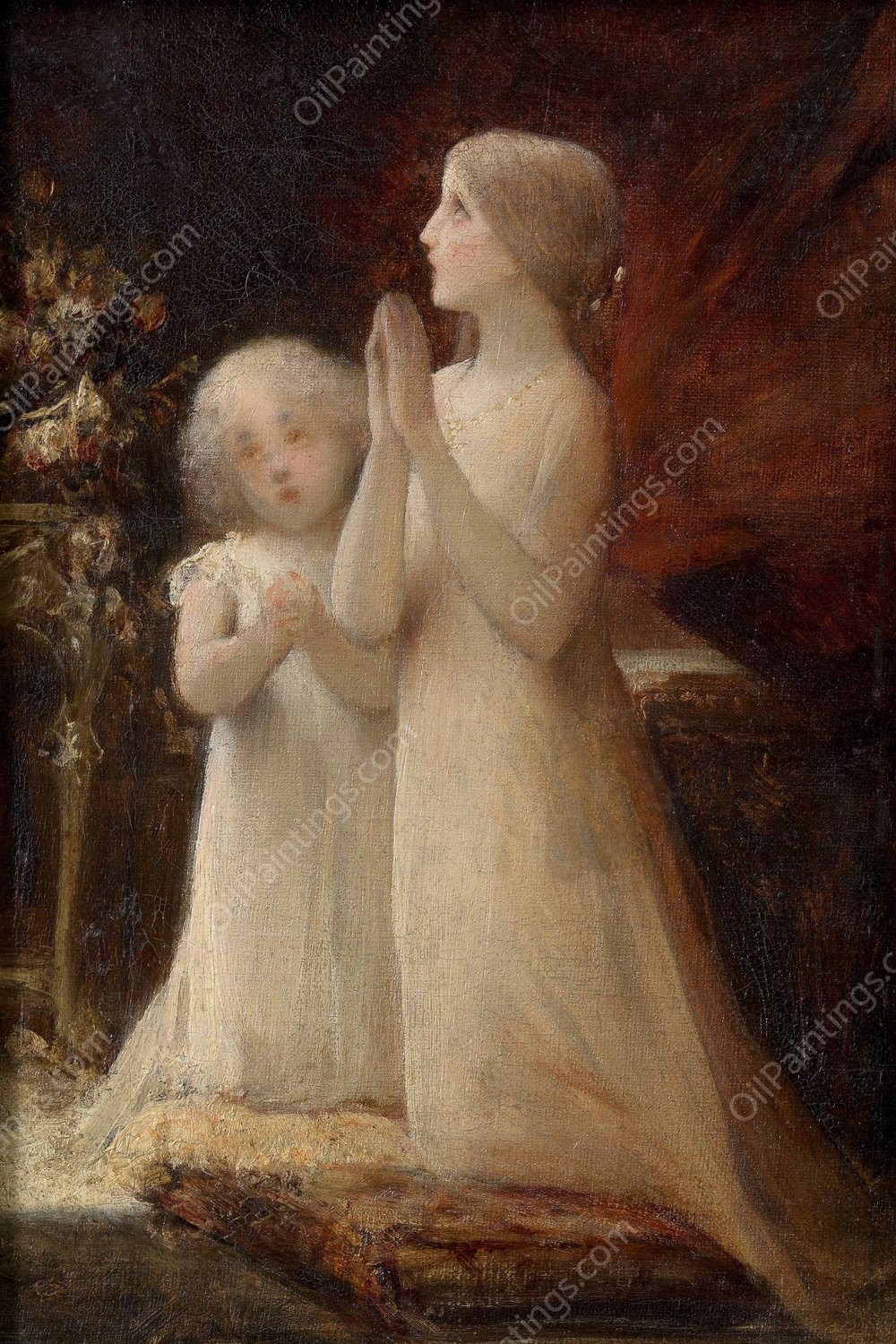 Betende Kinder  by Ernst Klimt - Hand-Painted Oil Painting Reproduction