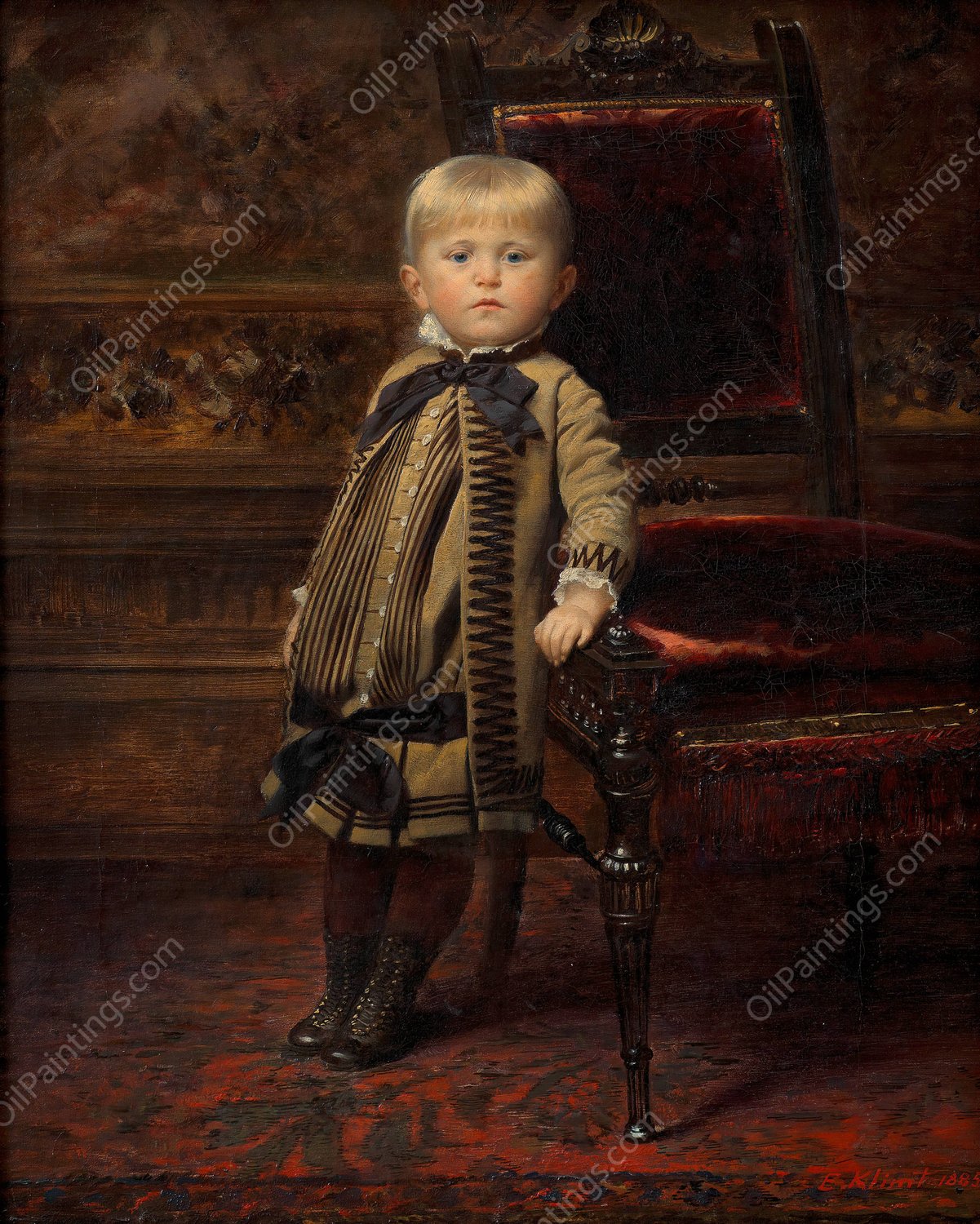 Knabenbildnis  by Ernst Klimt - Hand-Painted Oil Painting Reproduction