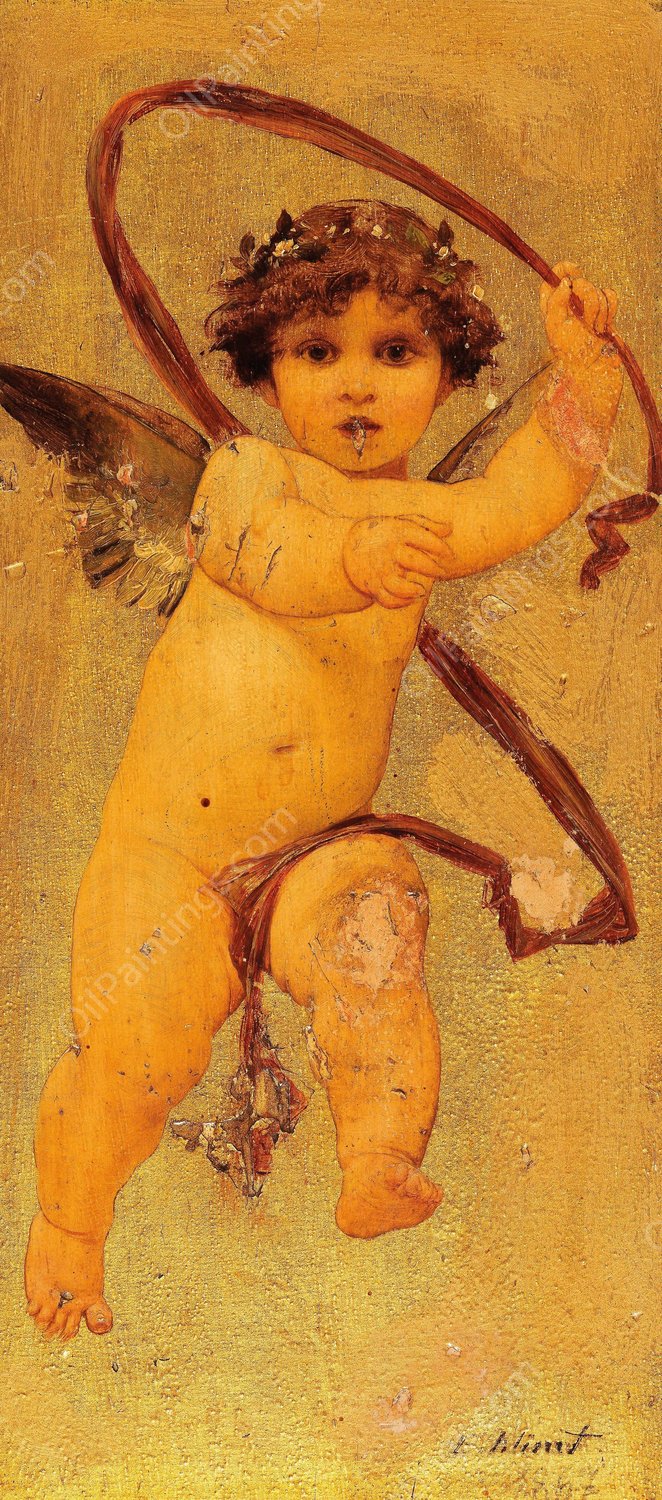 Putto by Ernst Klimt - Hand-Painted Oil Painting Reproduction