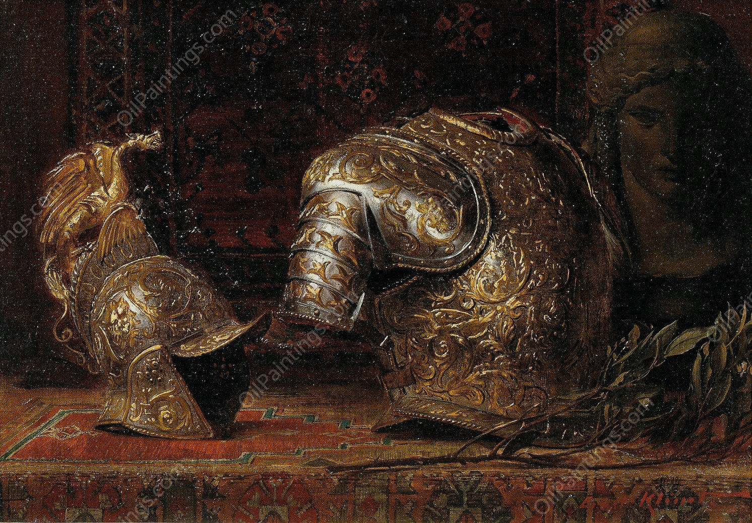 Still life with armor  by Ernst Klimt - Hand-Painted Oil Painting Reproduction