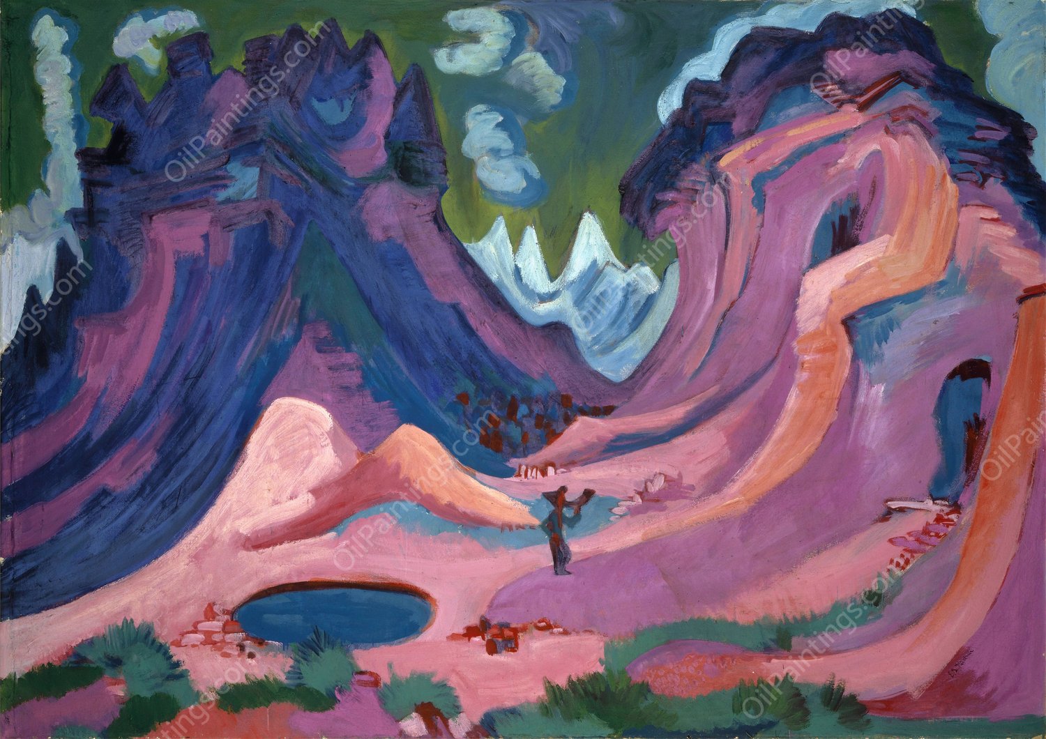 Amselfluh  by Ernst Ludwig Kirchner - Hand-Painted Oil Painting Reproduction