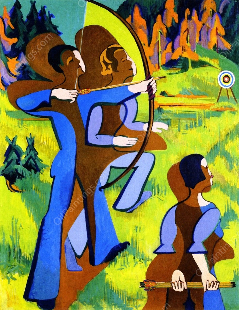 Archery by Ernst Ludwig Kirchner - Hand-Painted Oil Painting Reproduction