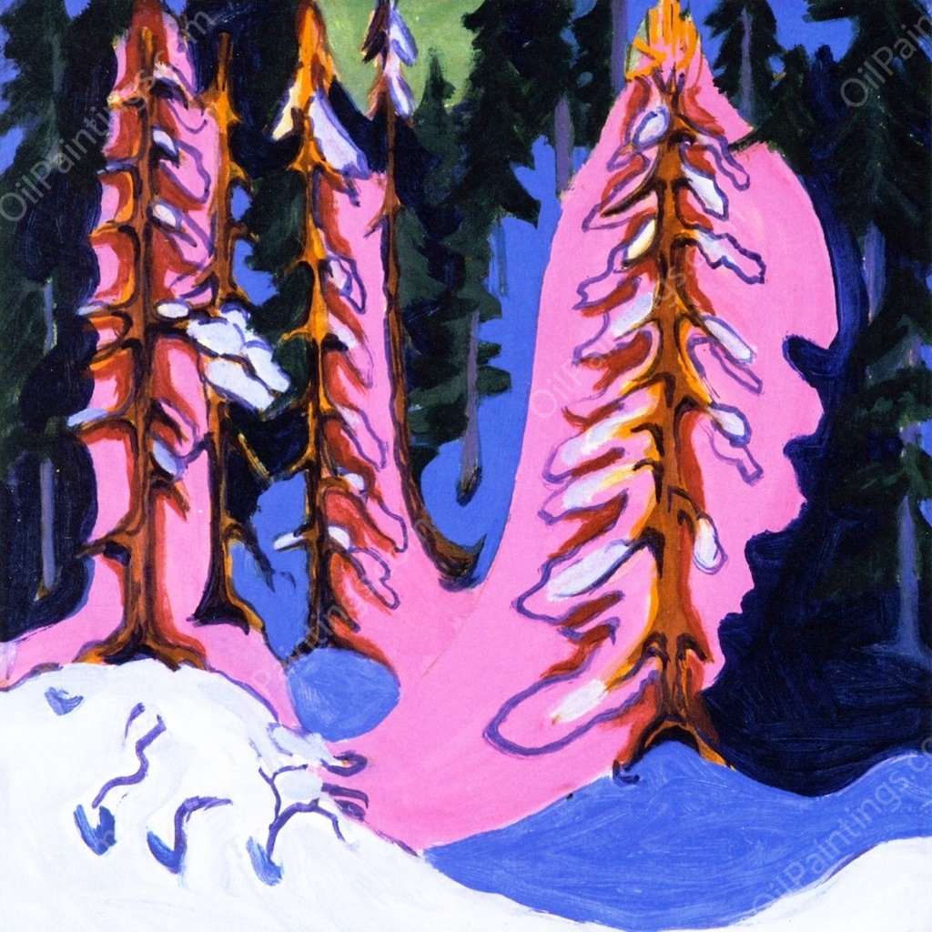 At the Edge of the Forest by Ernst Ludwig Kirchner - Hand-Painted Oil Painting Reproduction