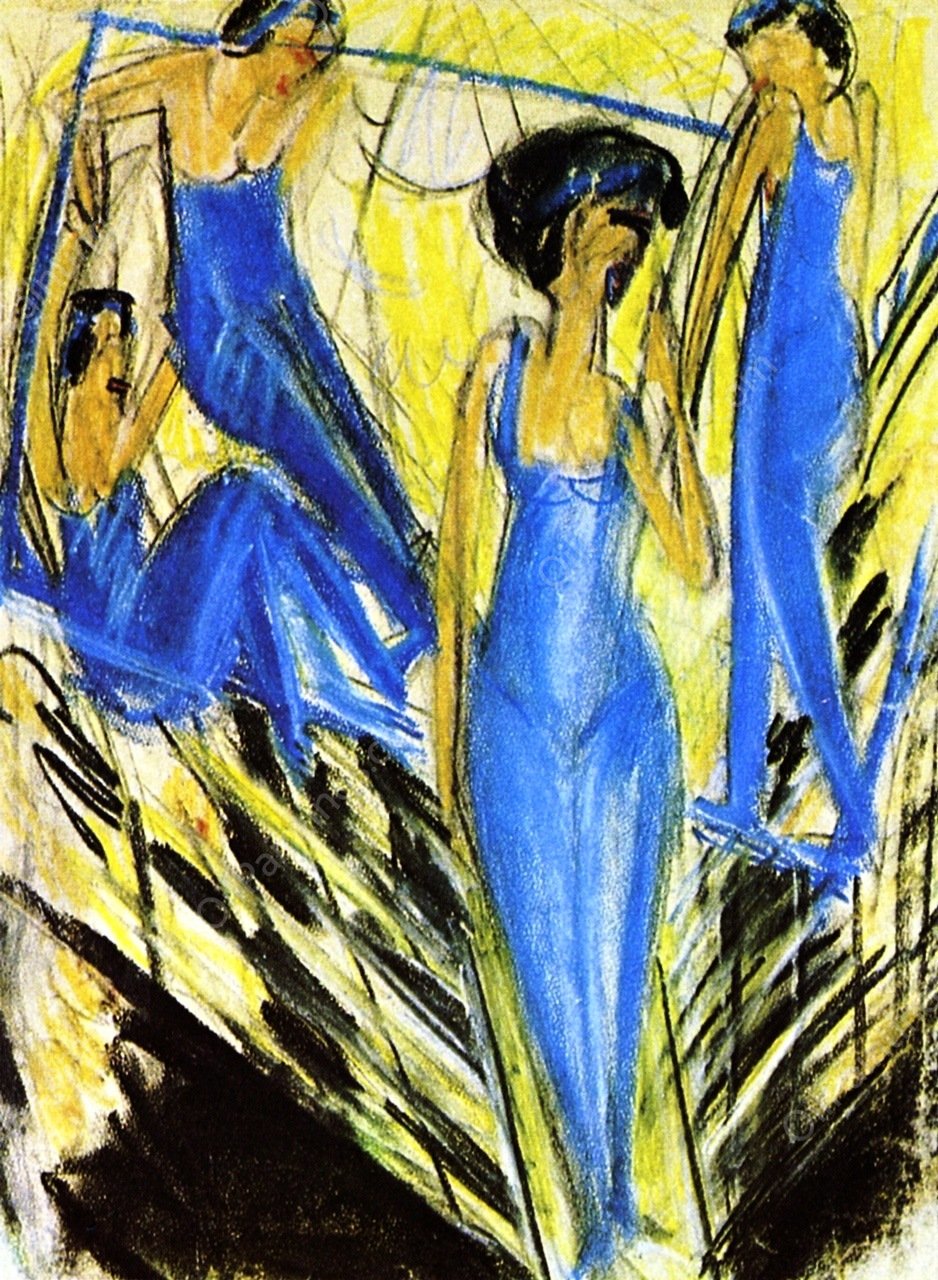 Blaue Artisten by Ernst Ludwig Kirchner - Hand-Painted Oil Painting Reproduction