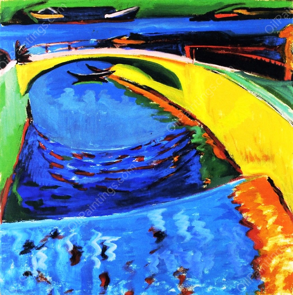 Bridge at the Mouth of the Priessnitz by Ernst Ludwig Kirchner - Hand-Painted Oil Painting Reproduction