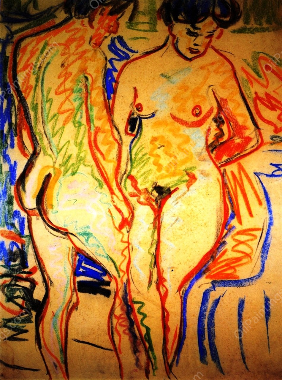 Couple by Ernst Ludwig Kirchner - Hand-Painted Oil Painting Reproduction