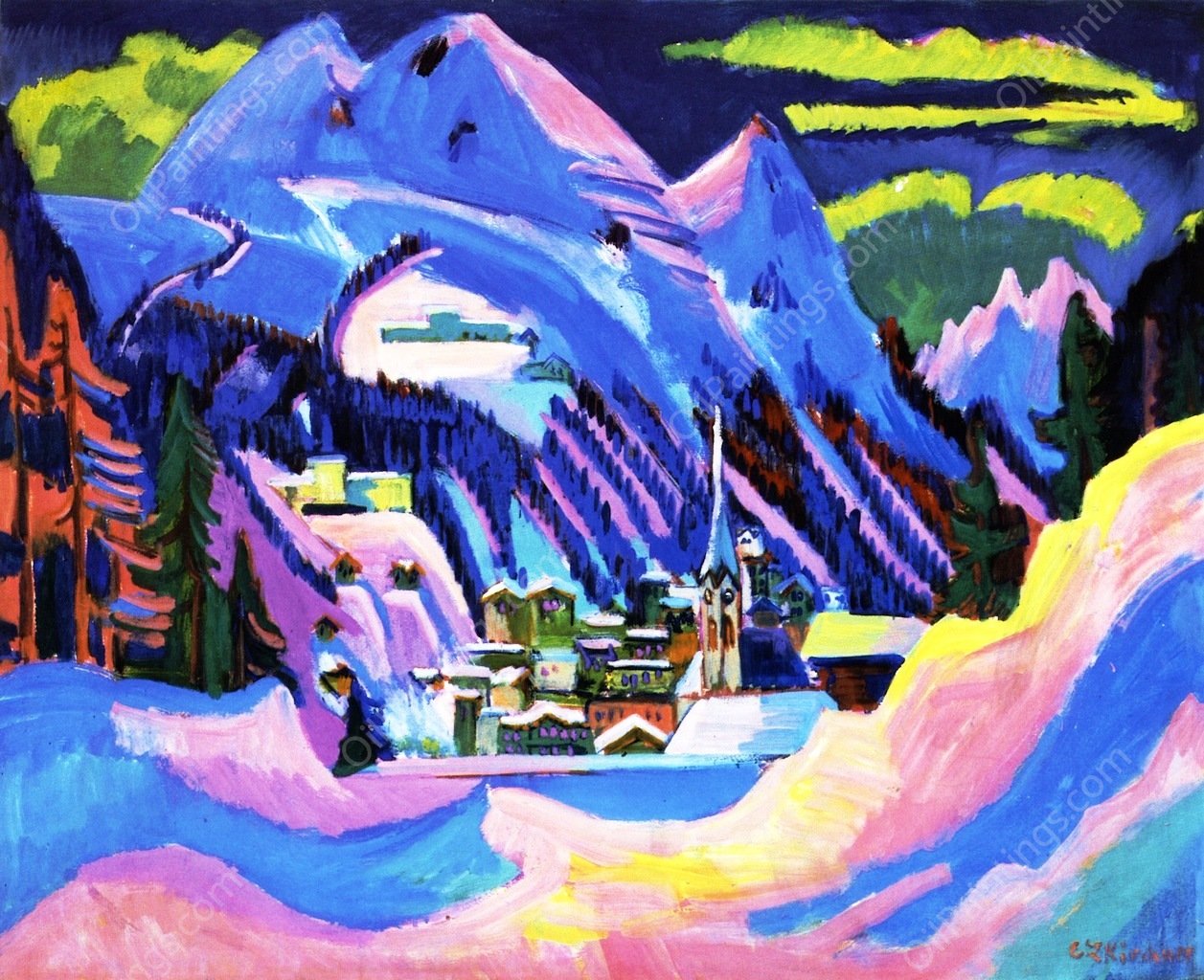 Davis im Schnee by Ernst Ludwig Kirchner - Hand-Painted Oil Painting Reproduction