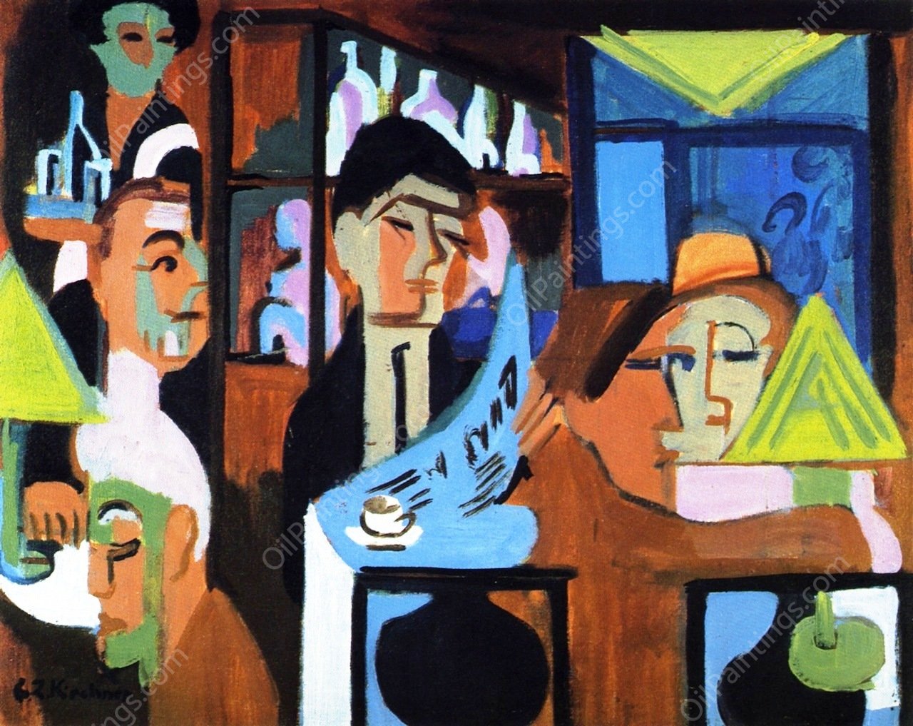 Davoser Cafe by Ernst Ludwig Kirchner - Hand-Painted Oil Painting Reproduction