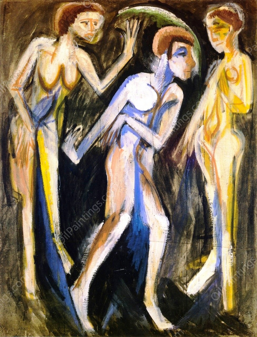 Der Tanz zwischen den Frauen by Ernst Ludwig Kirchner - Hand-Painted Oil Painting Reproduction