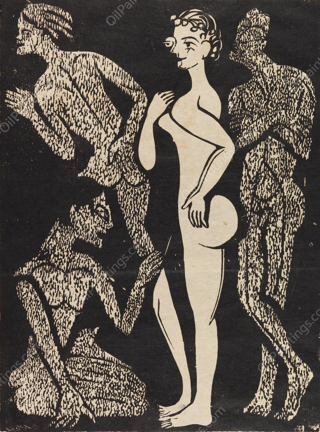 Die Frau und die Manner  by Ernst Ludwig Kirchner - Hand-Painted Oil Painting Reproduction