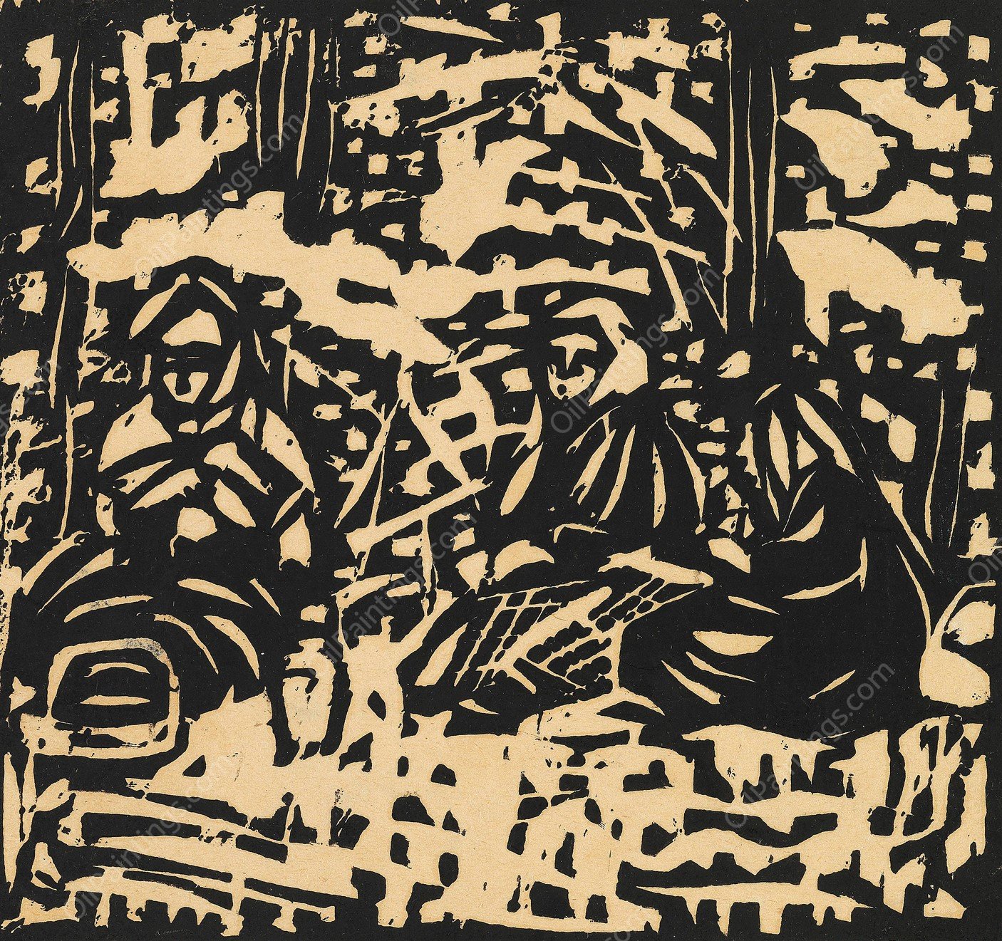 Drei Frauen am Waldesrand  by Ernst Ludwig Kirchner - Hand-Painted Oil Painting Reproduction