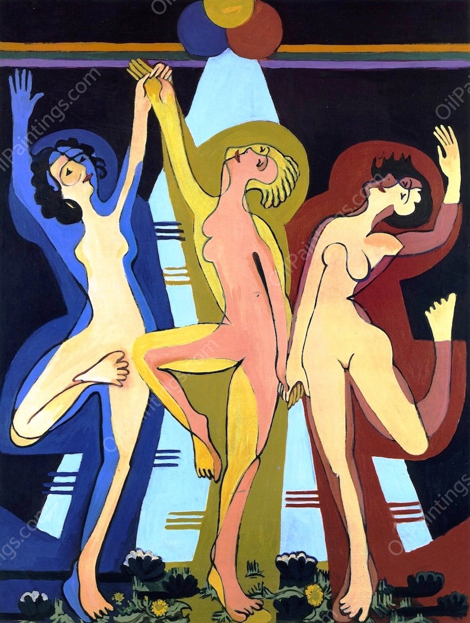 Farbentanz II by Ernst Ludwig Kirchner - Hand-Painted Oil Painting Reproduction